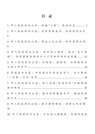 全省政府系统办公室（研究室、政务局）工作会议交流材料汇编（10篇）(1)