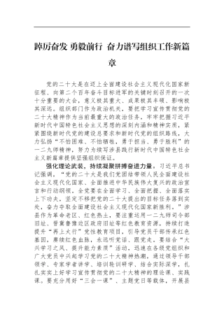 踔厉奋发 勇毅前行 奋力谱写组织工作新篇章（学习党的二十大精神）