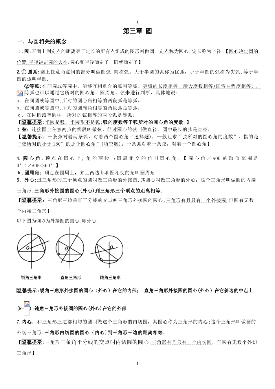 2024年圆的知识点整理版_第1页