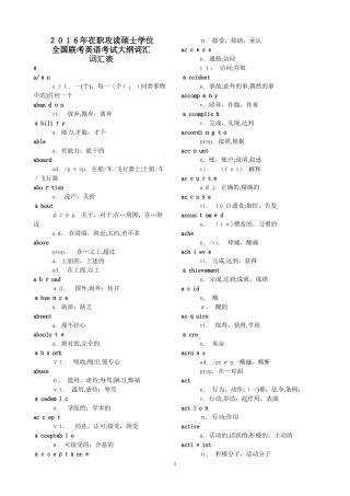 2024年在职攻读硕士学位联考英语考试大纲词汇