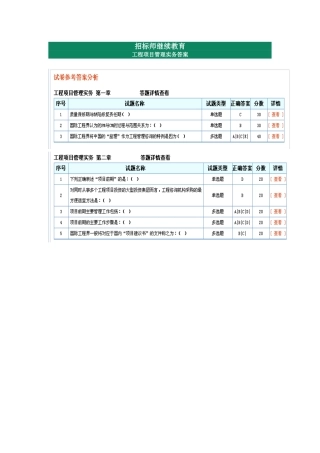 2024年招标师继续教育工程项目管理实务答案