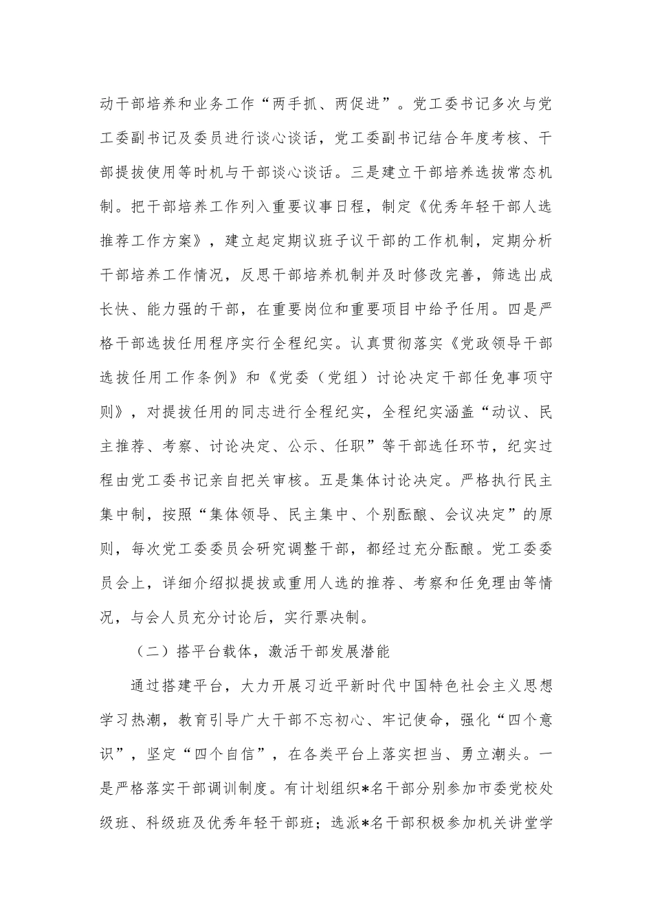 党工委关于选人用人专项工作的报告（巡察专项）_第2页