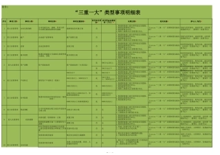 “三重一大”类型事项明细表