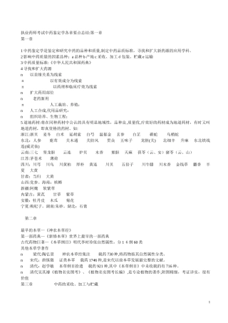 2024年执业药师考试中药鉴定学各章要点总结