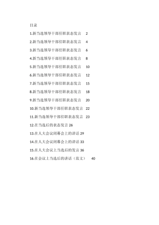 新当选领导干部任职表态发言汇编（16篇）