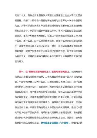 学习党的二十大研讨发言：深入学习理解二十大报告的理论创新