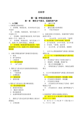 2024年执业医师考试内科学题库含备注解释