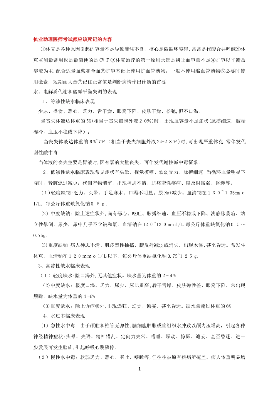 2024年执业助理医师考试都应该死记的内容_第1页