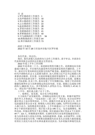 2022年乡镇政府工作报告（11篇）（含二十大以后的工作报告）