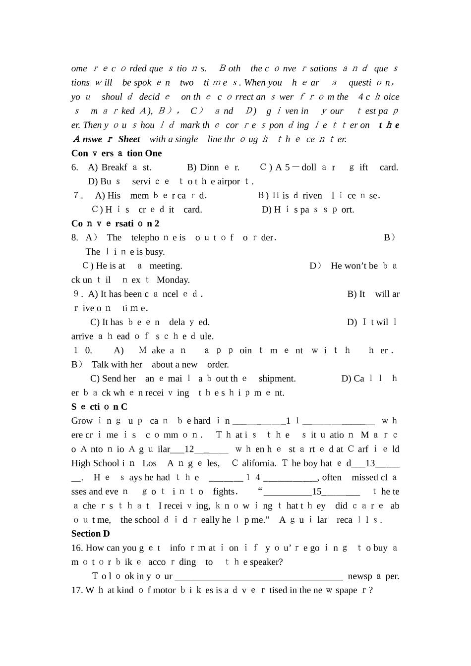 2024年至高等学校英语应用能力考试A级B级模拟真题及答案_第2页