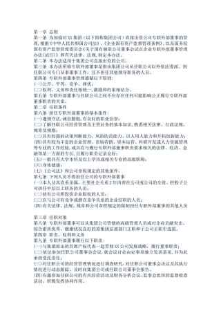 XX有限公司专职外部董事管理办法（试行）