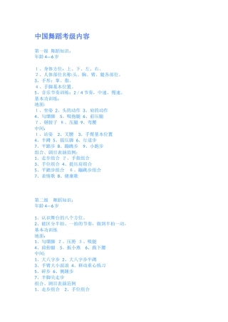 2024年中国舞蹈考级内容