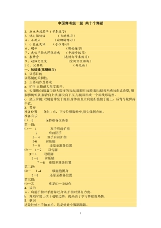 2024年中国舞考级一级十个舞蹈