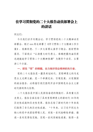 在学习贯彻党的二十大报告动员部署会上的讲话(1)