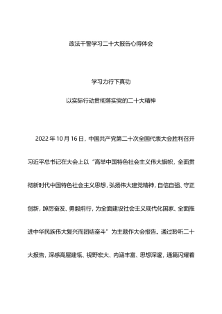 政法干警学习二十大报告心得体会