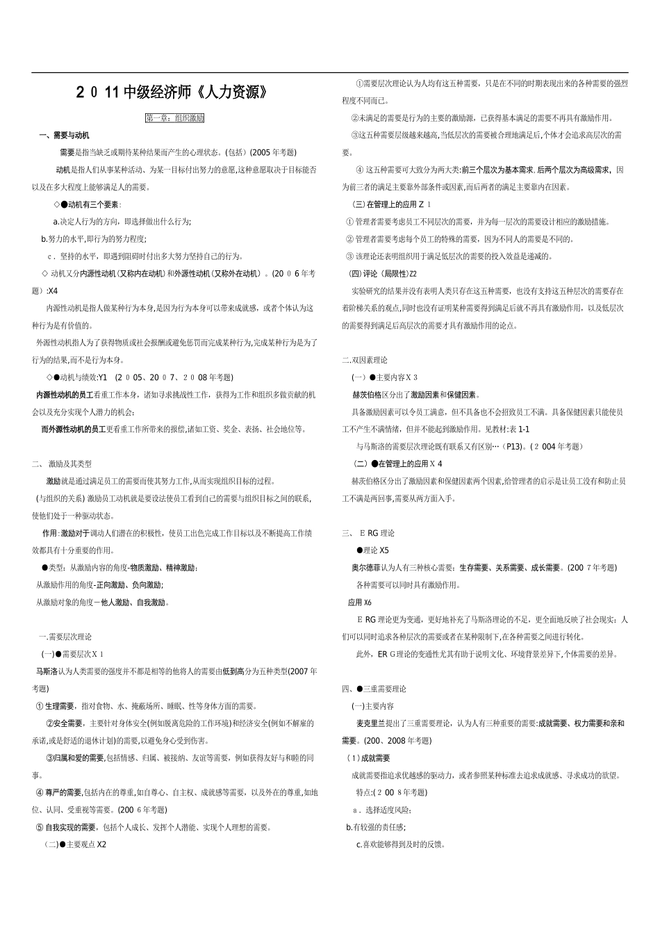 2024年中级经济师人力资源考点版_第1页