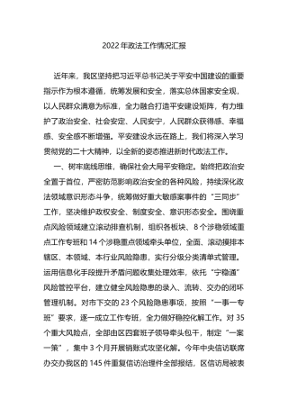 2022年政法工作情况汇报