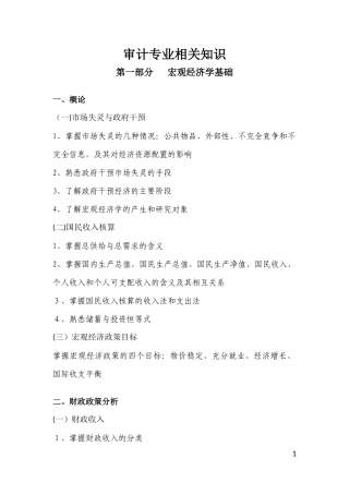 2024年中级审计师大纲