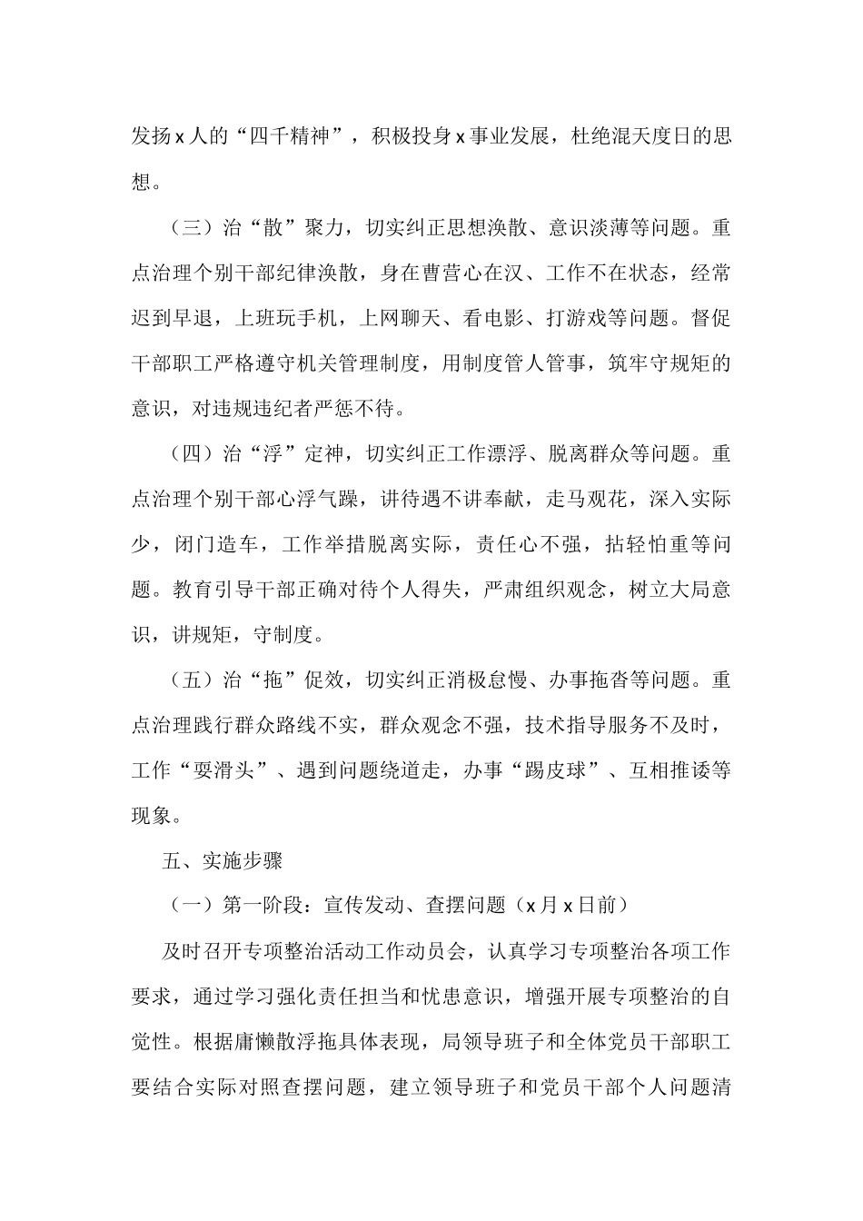 开展庸懒散浮拖问题专项整治工作实施方案2篇_第3页