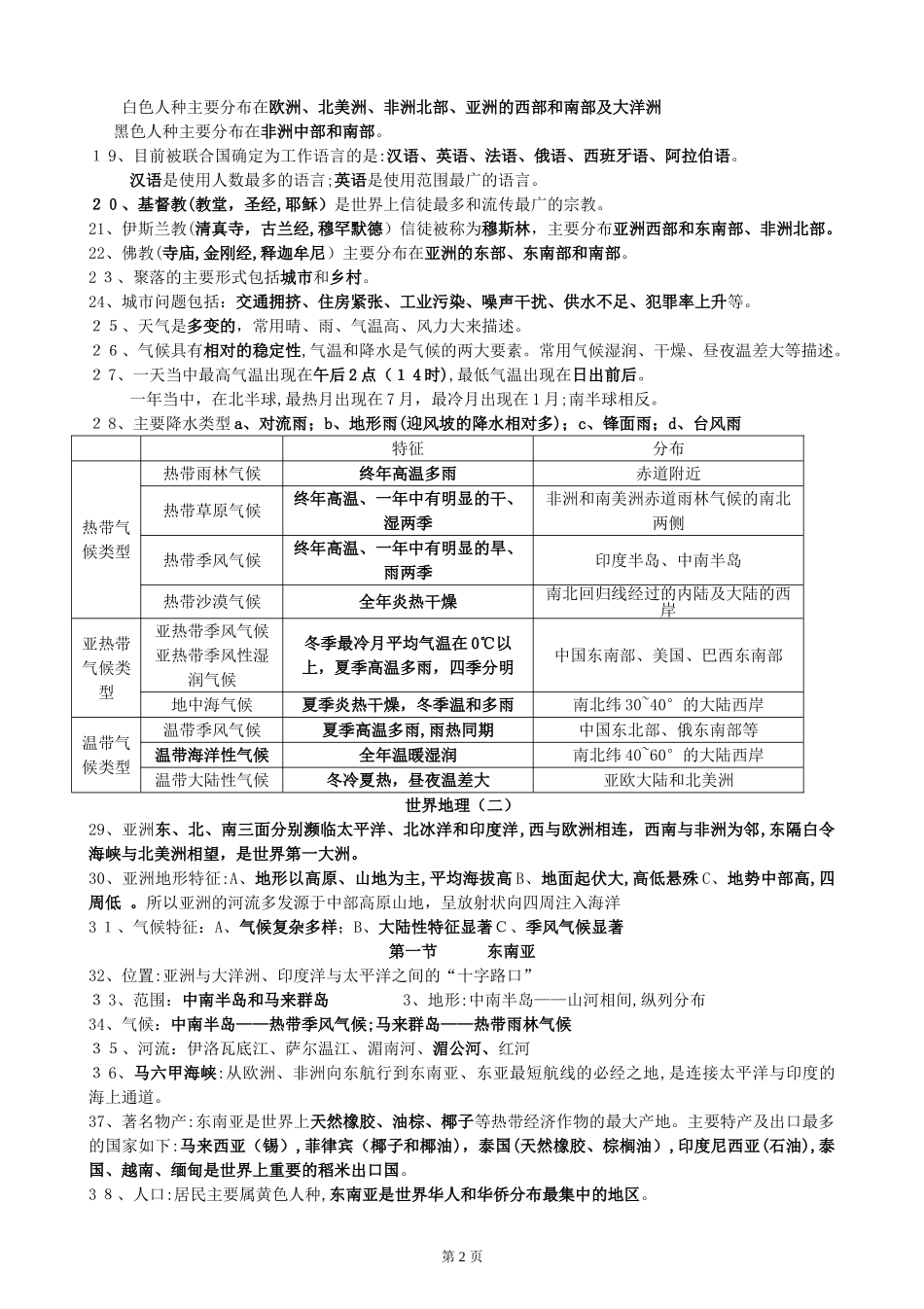 2024年中考地理必背知识点归纳总结_第2页