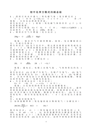 2024年中考化学方程式必背