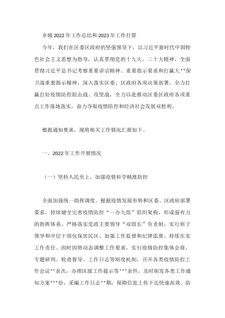 乡镇2022年工作总结和2023年工作打算