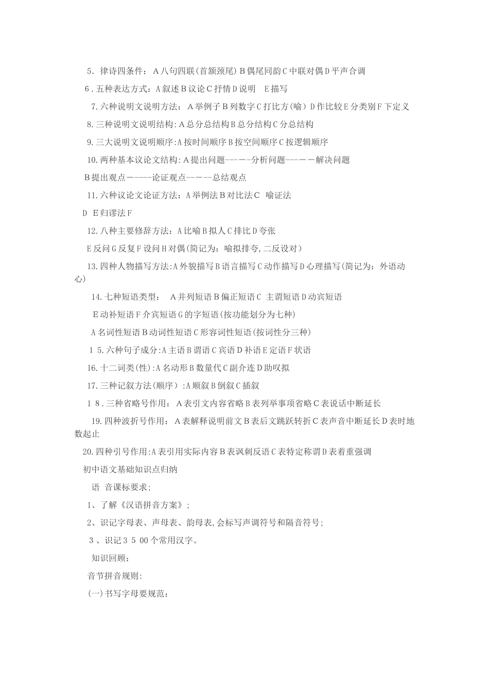 2024年中考语文八大知识点答题技巧知识点总结_第2页