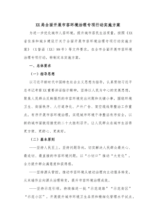 XX局全面开展市容环境治理专项行动实施方案