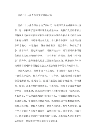 党的二十大报告学习交流研讨材料