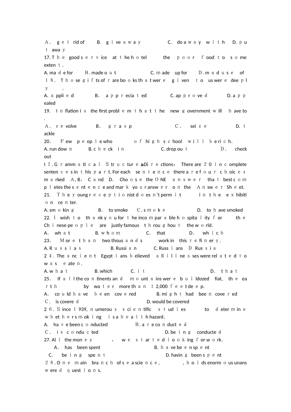 2024年中石油职称英语考试真题及答案_第3页