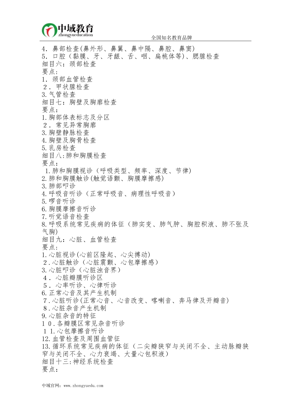 2024年中西医执业医师考试大纲诊断学基础_第3页