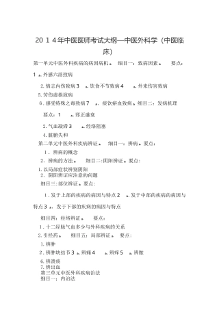 2024年中医医师考试大纲中医外科学中医临床