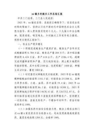 xx镇乡村振兴工作总结汇报