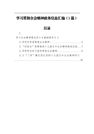 （5篇）学习贯彻全会精神政务信息汇编
