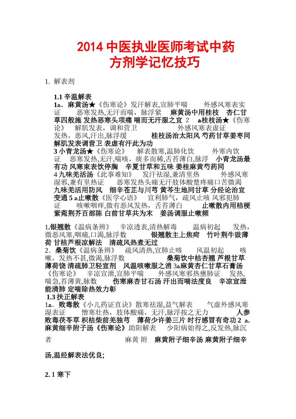 2024年中医执业医师考试中药方剂学记忆技巧_第1页