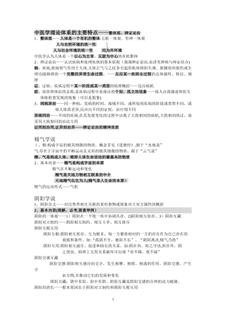 2024年中医执业医师考试中医基础理论重点