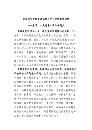 学习二十大党章心得体会(2篇)