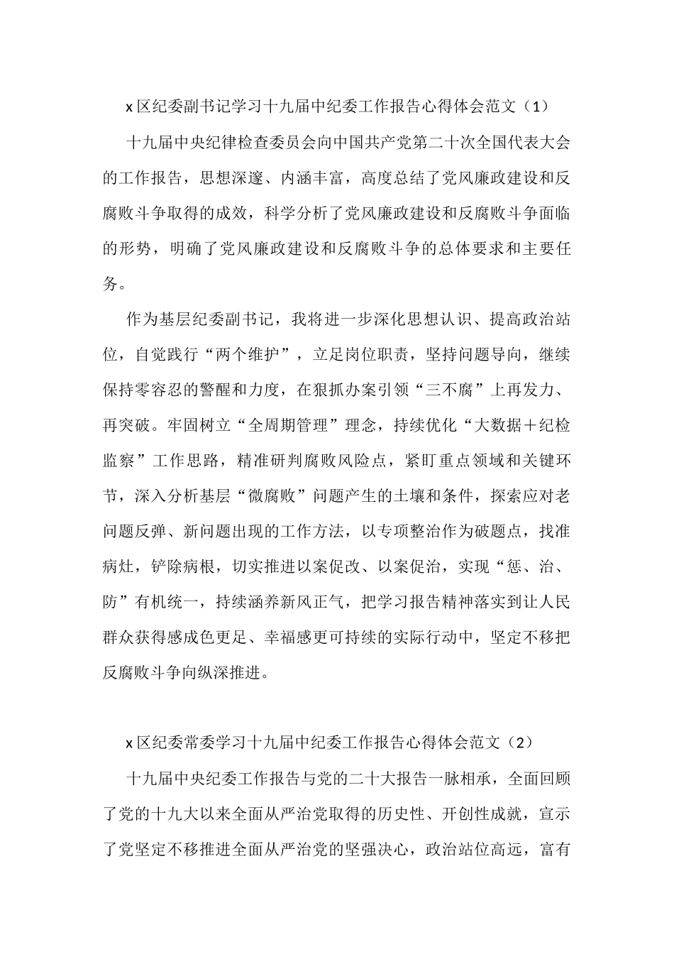 学习十九届中纪委工作报告心得体会范文6篇_第1页