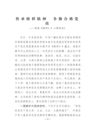 （15篇）《榜样5》心得体会和学习报告