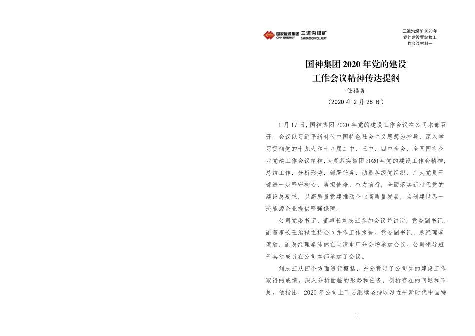 2.国神集团党的建设工作会议精神传达提纲_第1页
