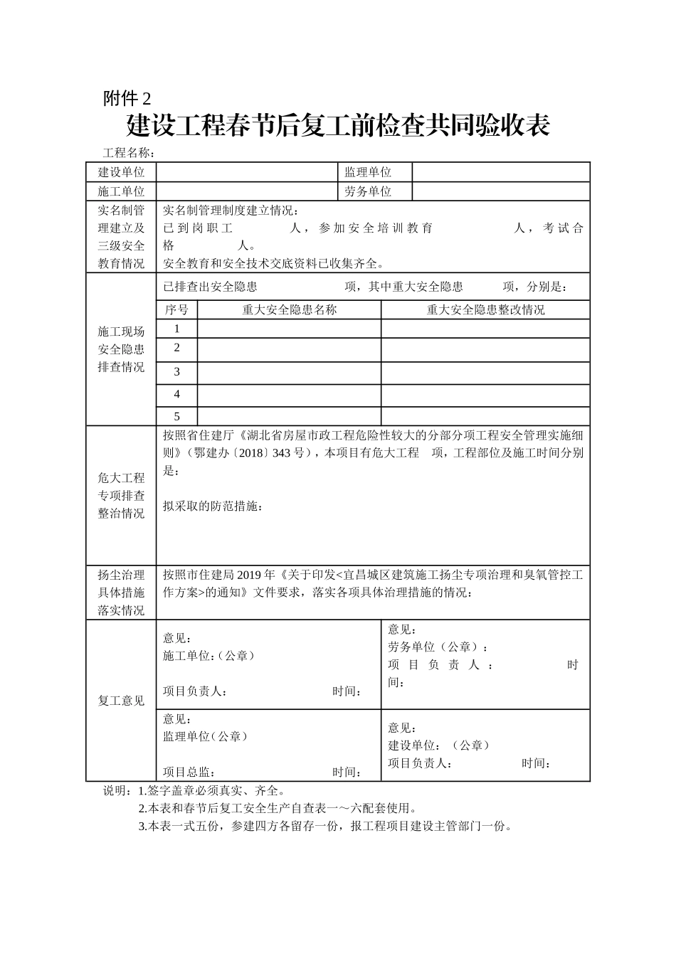 3建设工程春节后复工前检查共同验收表_第1页