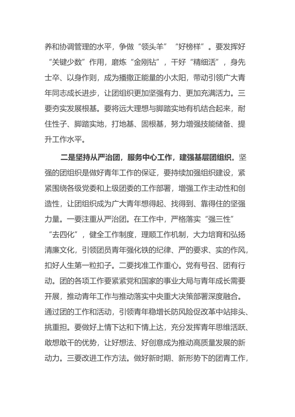 在共青团“推进从严治团+展现青春担当”团干部专题培训班上的交流发言材料_第2页