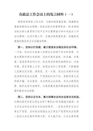 3篇在政法工作会议上的发言材料