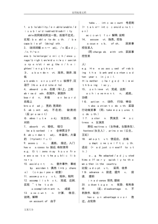 2024年专升本英语核心词汇