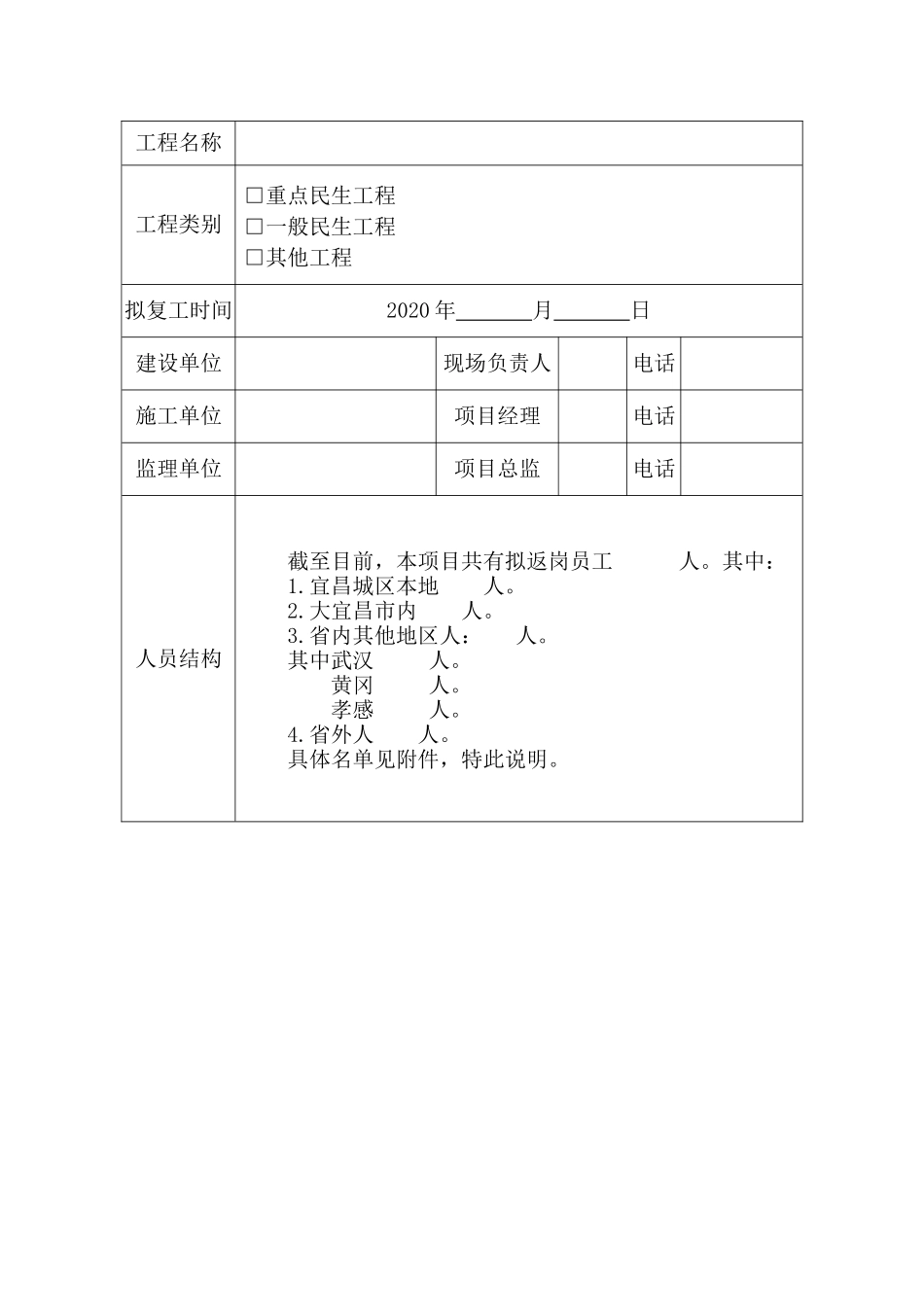 4宜昌市房屋市政工程复工申请表_第2页