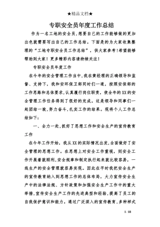 2024年专职安全员年度工作总结