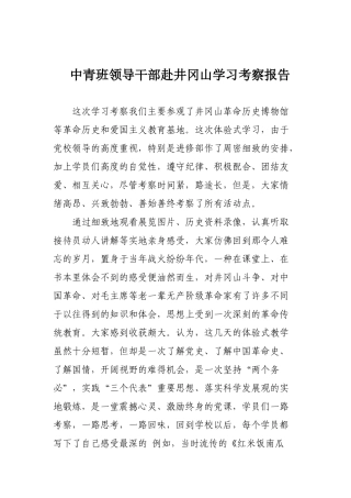 08-中青班领导干部赴井冈山学习考察报告
