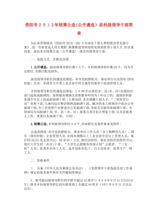 2024年资阳市公选干部