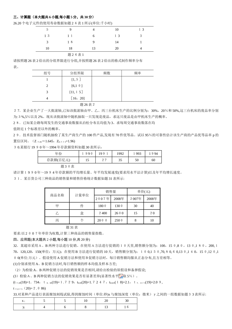 2024年自学考试数量方法二历年试题与答案_第3页