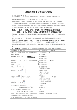 2024年最详细的高中物理知识点归纳